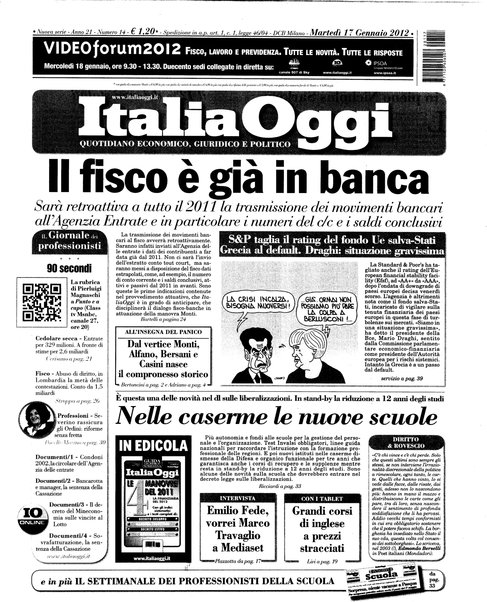 Italia oggi : quotidiano di economia finanza e politica